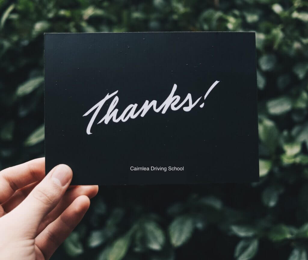 gift voucher thankyou card